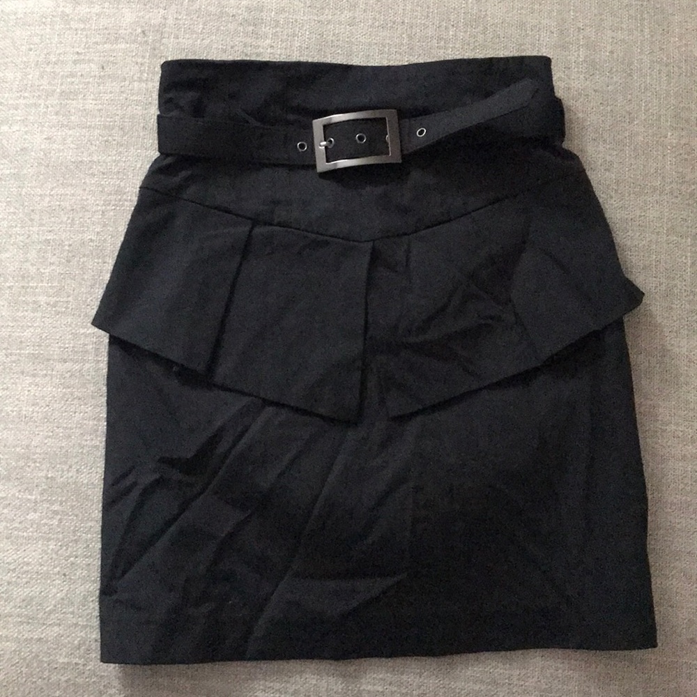 Belted peplum mini skirt